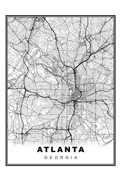 Universal Atlanta Map Painting Wooden Poster Decorative