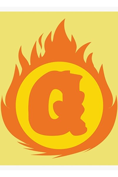 Universal Supererou Litera Q. Poster decorativ din lemn cu tematică de foc