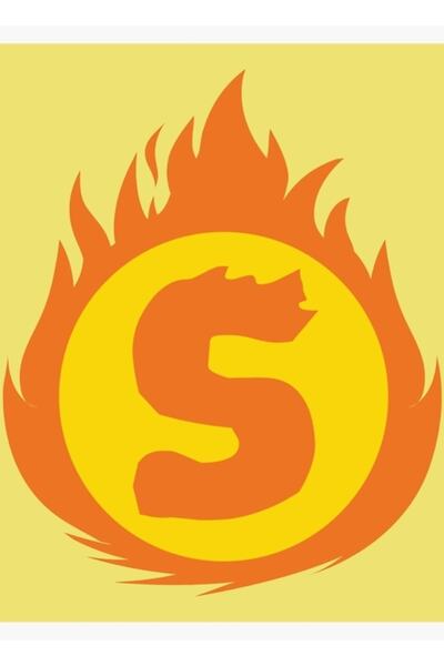 Universal Super Hero Letter S. Poster decorativ din lemn cu tema Focului.