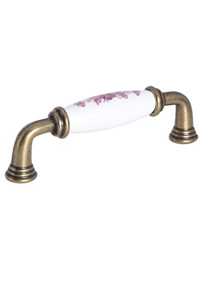 Porcellana Perla Porselen Kulp Dolap Çekmece Mutfak Mobilya Kulpları- Yakut 96mm-beyaz-antik Sarı-stk1493