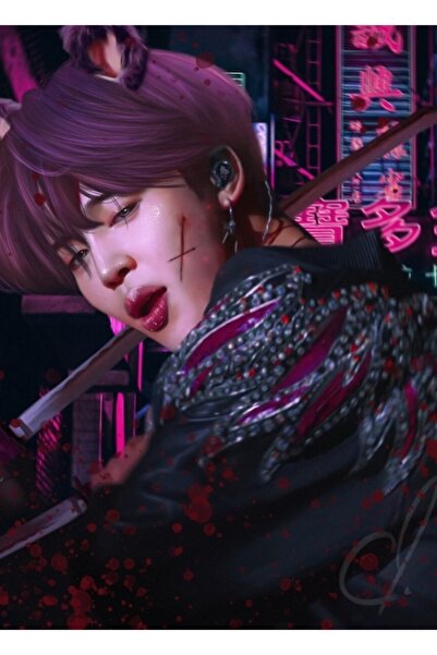 Universal Kitty Gang - Ξύλινη Διακοσμητική Αφίσα Ζωγραφικής του Jimin των BTS...