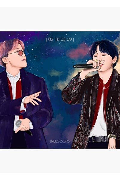 Universal BTS Sope (Σούγκα + Τζ-Χόουπ) Ζωγραφική Φαν Αρτ, Ξύλινη Αφίσα, Διακο...