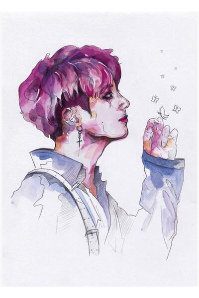 Universal Bts - Jungkook Butterfly Painting Wooden Poster Decorative Code2089