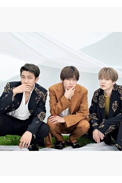 Universal Bts Taehyung Suga And Rm - Ομαδική Φωτογραφία 2019 Ξύλινη Αφίσα Ζωγ...