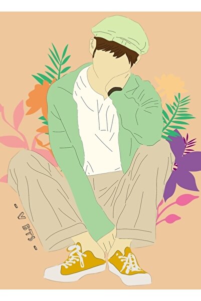 Universal V Bts Άπροσωπη Ξύλινη Αφίσα Ζωγραφικής Taehyung Διακοσμητική Ξύλινη...