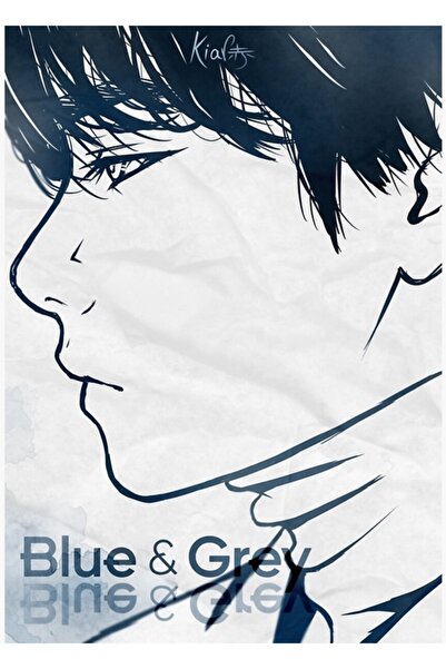 Universal Bts V - Poster decorativ din lemn cu pictură albastră și gri Cod2812