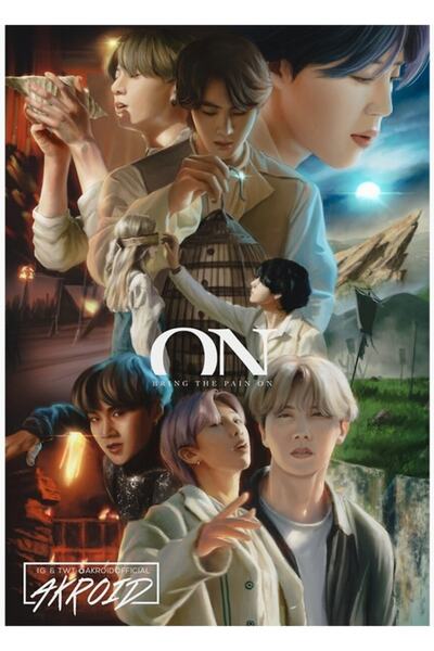 Universal Poster decorativ din lemn cu fanart BTS, Cod2546