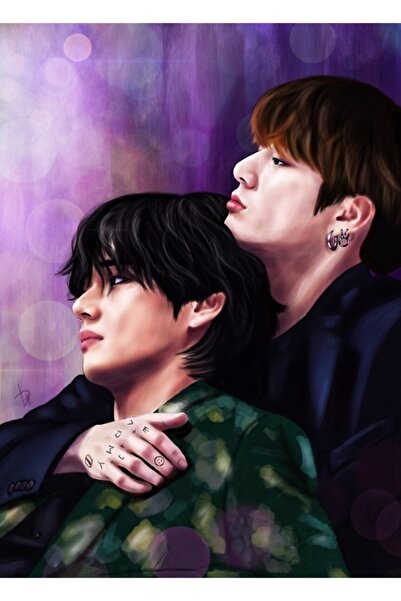 Universal Bts Jungkook și Taehyung Tablou de artă digitală Poster decorativ d...