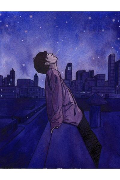 Universal Orașul Stelelor (bts V Fanart) Tablou Poster din lemn Decorativ Cod...