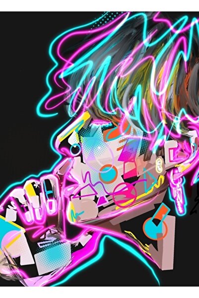 Universal Poster decorativ din lemn cu pictură digitală Neon Bts V Cod1904