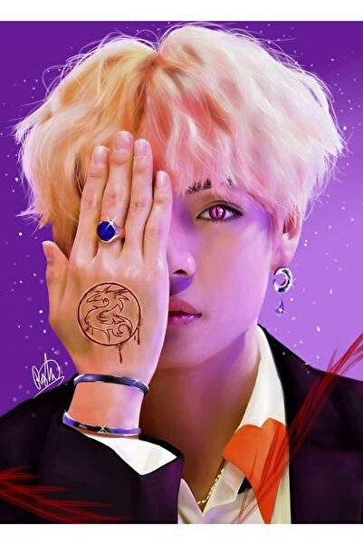 Universal Tablou decorativ din lemn cu fanart Taehyung Dragon, Poster decorat...