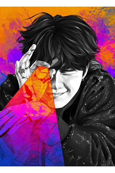 Universal Poster decorativ din lemn cu pictură digitală colorată Bts Suga Cod...