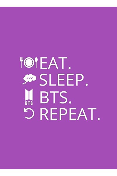 Universal Mănâncă, Dormi, Bts, Repetă. Tablou decorativ din lemn cu poster Ko...