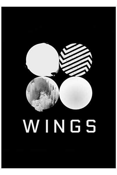 Universal Bts - Poster decorativ din lemn cu caiet cu aripi negre Cod1576