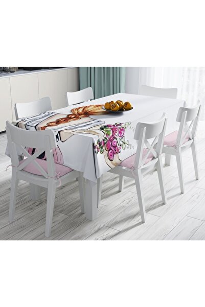 Realhomes Modern Decorative Stain-Proof Tablecloth with Flower Girl Drawing-1...