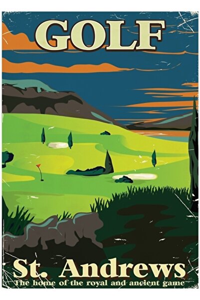 Universal Golf St. Andrews Old Commercial Banner Print Tablo Poster din lemn ...