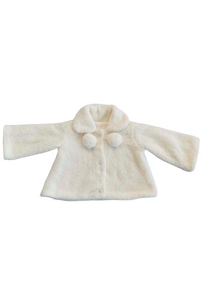ipek atlas Plush Girls' 100% Cotton Muslin Inner Lined Pompom Welsoft Coat