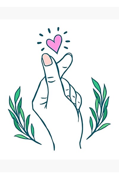 Universal Inimă desenată manual cu degetele - Poster decorativ din lemn cu mu...