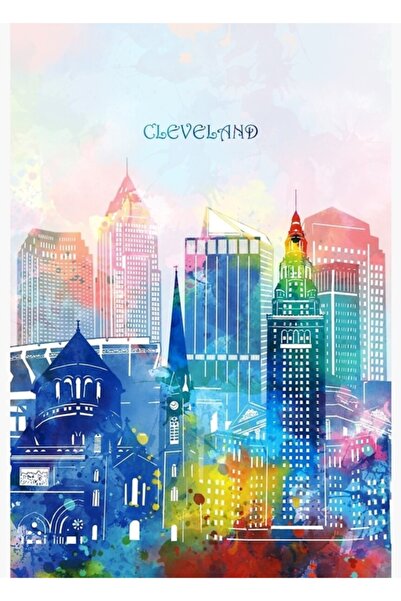 Universal Poster decorativ din lemn cu silueta Cleveland
