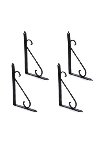 Flore 4 Adet Siyah 15.5x11 Ferforje Raf Altı Metal L Ayak