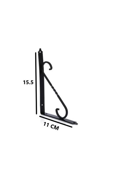 Flore 4 Adet Siyah 15.5x11 Ferforje Raf Altı Metal L Ayak