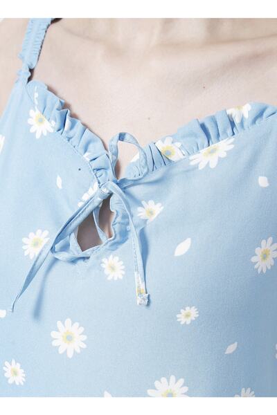 Aeropostale Düz Yaka Desenli Mavi Kadındiz Üstü Elbise - K-fırpo