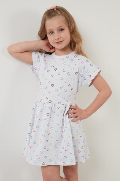 Lela Бавовняна сукня з коротким рукавом для дівчаток з принтом