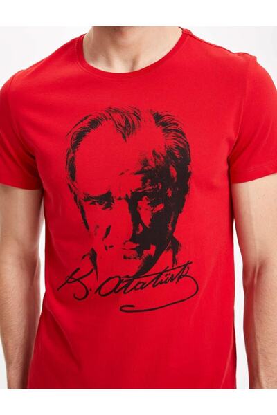 bebedino Κόκκινο χρώμα Mustafa Kemal Atatürk Μαύρο μπλουζάκι με στάμπα