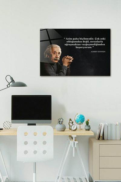 Decorita Einstein |   Masa din sticla |   A fi ambicios |   40 cm pe 60 cm