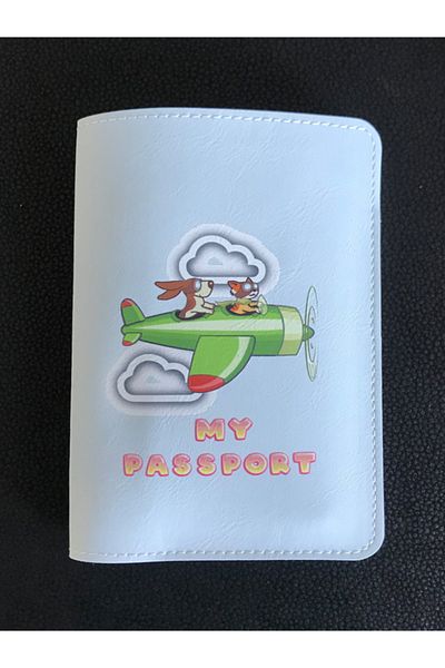 ViP GiFT Pet Passport Cover House Animal Cat Dog Baby Blue Vegan Leather Passport Holder
