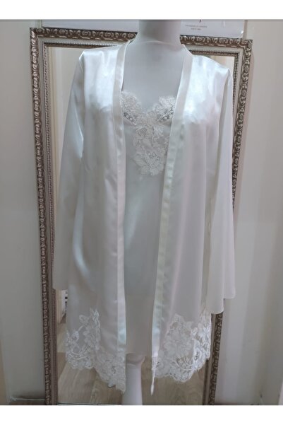 SEVİNÇ ÜRKMEZ Sevinc Urkmez Ekru Gecelik Sabahlik Takim