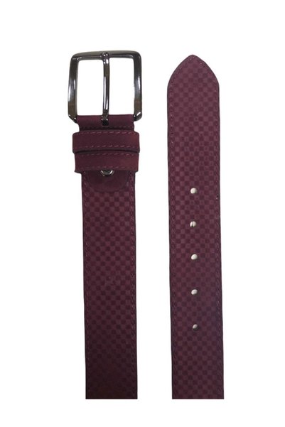Yage Burgundy Suede Square Pattern 4 cm Belt