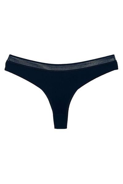 HNX Γυναικεία εσώρουχα Navy Blue Micro Fabric Special Honeycomb Rubber Brazilian String