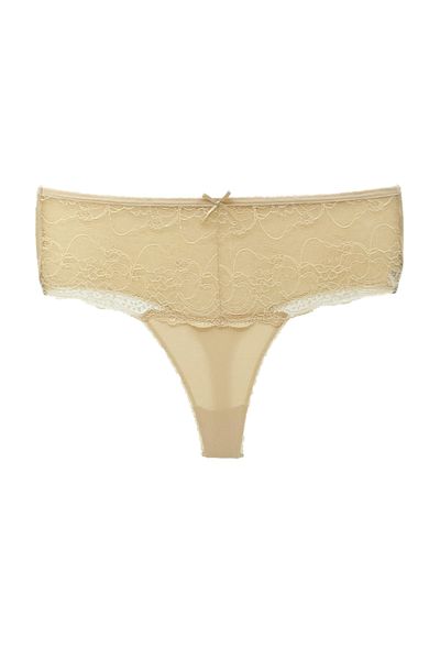 HNX Skin Cotton Lace Front Large Size High Waist Thong Women's Panties
