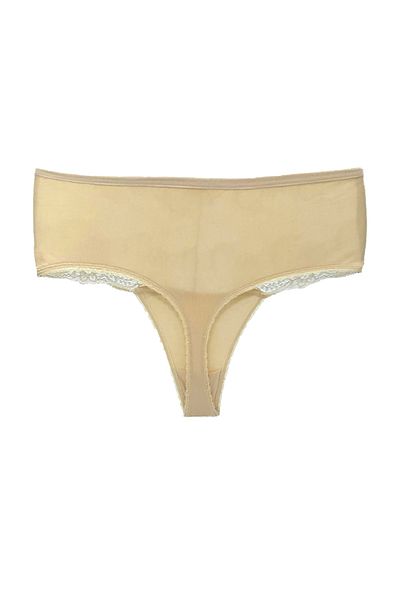 HNX Skin Cotton Lace Front Large Size High Waist Thong Women's Panties