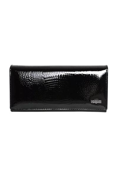 Vickaweb Bayan Hakiki Deri Cüzdan Boy-19cm Genişlik 10 Cm-siyah