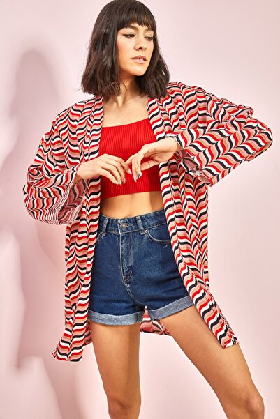 Bianco Lucci Damen-Kimono mit mehreren Mustern