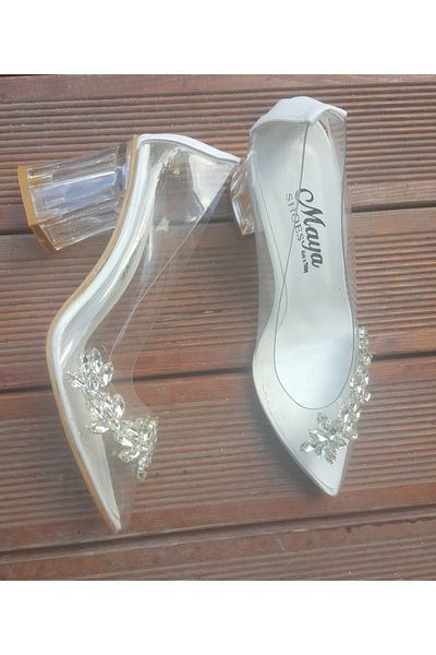 Afilli Pantofi stiletto cu toc transparent, piatră albă, rochie de seară, elegantă, confortabilă
