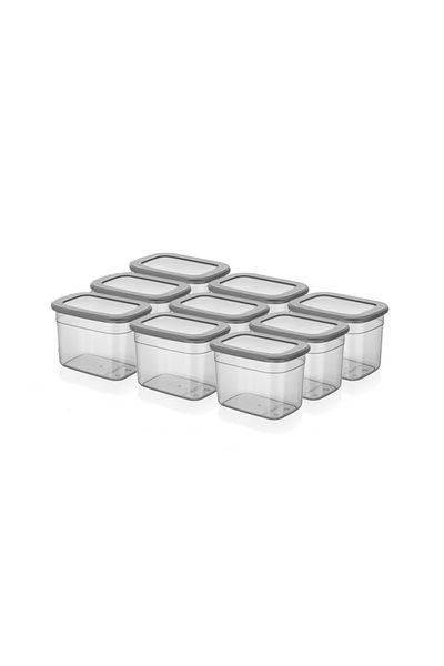 Vienev Set of 9 Long Rectangular Storage Container with Poly Transparent Lid 1.3 Liters