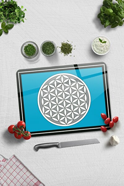 Decorita لوح تقطيع زجاجي زهرة الحياة - 30 سم × 40 سم