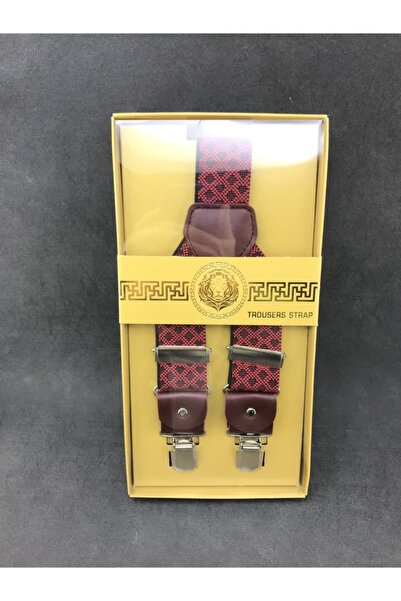 Elegans Giyim Aksesuar Bordo Özel Dokuma Pantolon Askısı