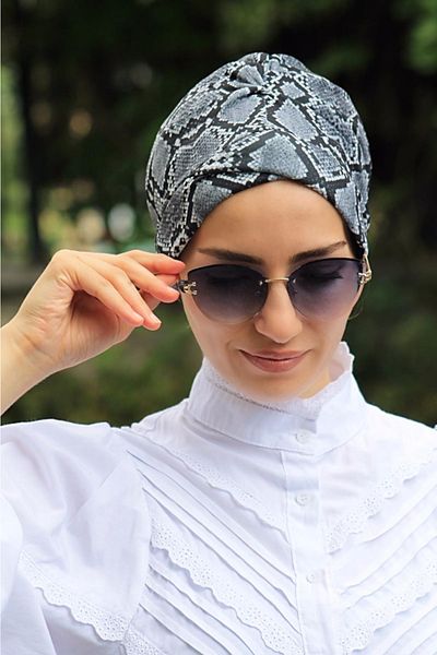 tessetür Bone diyarı Snake Patterned Cross Bonnet