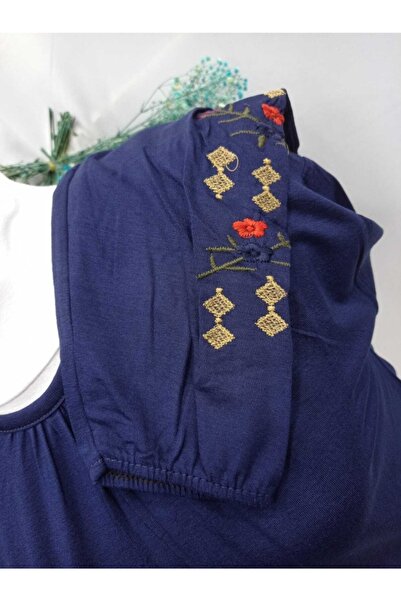 Sel Tekstil Combed Cotton Elastic Sleeve Lace Detailed Mother Blouse