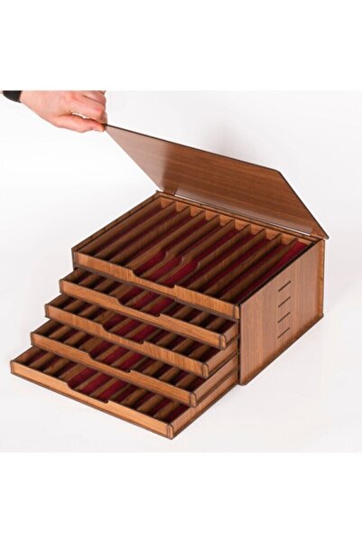 BYSHOME Ahşap Takı Tesbih Kolye Küpe Bileklik Kutusu Lazer Kesim 50 Bölmeli