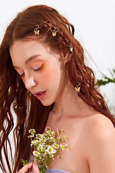 BAHELS Gold Butterfly Hair Earring Buckle Set