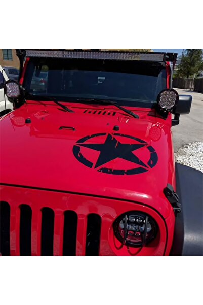 MegaSticker 40x40 Cm Army Star,2 Adet Askeri Yıldız Off Road Sticker Siyah