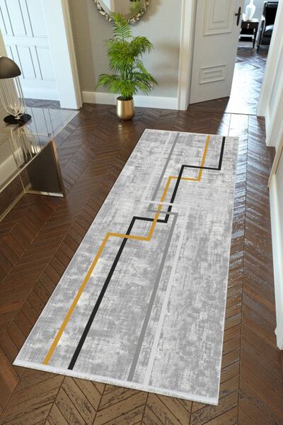 10 Post Online Gri Negru Aur Anti-alunecare - Covor de hol subțire, lavabil, ...