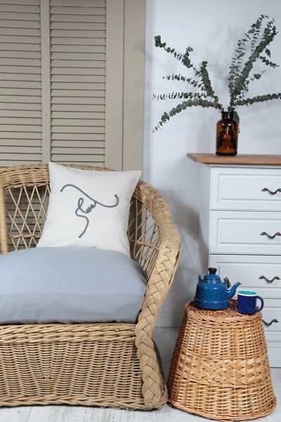 cotton maison Κάλυμμα μαξιλαριού Boho Throw Γυναικεία Κρέμα Line Art με Καπέλο, One Line Art, Μινιμαλιστικό σχέδιο 42x42 cm