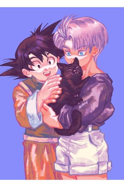 Universal جذوع Goten والقطة Dragon Ball Z لوحة خشبية ملصق ديكور