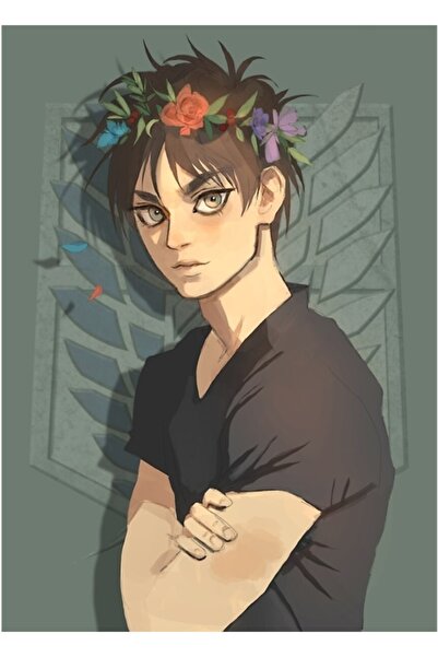 Universal Eren Jaeger Coroana de flori Tablou Poster din lemn decorativ